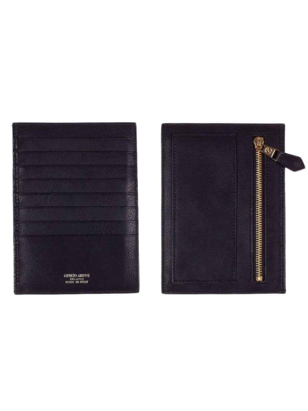 GIORGIO ARMANI BLACK LEATHER CARD CASE WALLET